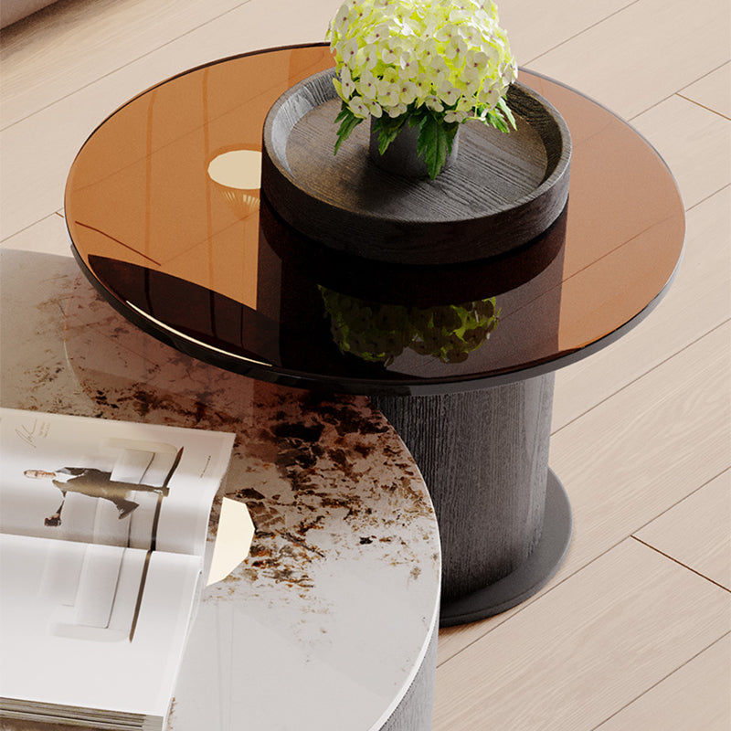 Slate Nesting Coffee Table Set Pedestal Cocktail Table with Drawers Clearhalo 'Coffee & Accent Tables' 'Coffee Tables' 'coffee_tables' 'furn' 'furn_coffee_tables' 'Furniture' 'Living Room Furniture' 7410753
