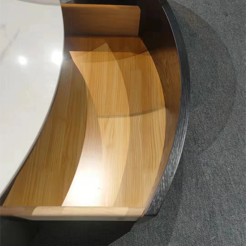 Round Nesting Coffee Table Pedestal Stone Cocktail Table with Drawer Clearhalo 'Coffee & Accent Tables' 'Coffee Tables' 'coffee_tables' 'furn' 'furn_coffee_tables' 'Furniture' 'Living Room Furniture' 7410771