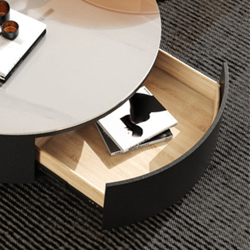Round Nesting Coffee Table Pedestal Stone Cocktail Table with Drawer Clearhalo 'Coffee & Accent Tables' 'Coffee Tables' 'coffee_tables' 'furn' 'furn_coffee_tables' 'Furniture' 'Living Room Furniture' 7410772