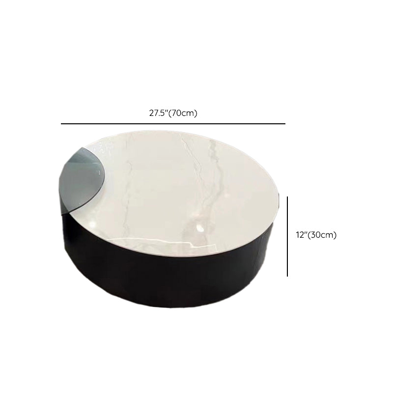 Round Nesting Coffee Table Pedestal Stone Cocktail Table with Drawer Clearhalo 'Coffee & Accent Tables' 'Coffee Tables' 'coffee_tables' 'furn' 'furn_coffee_tables' 'Furniture' 'Living Room Furniture' 7410776