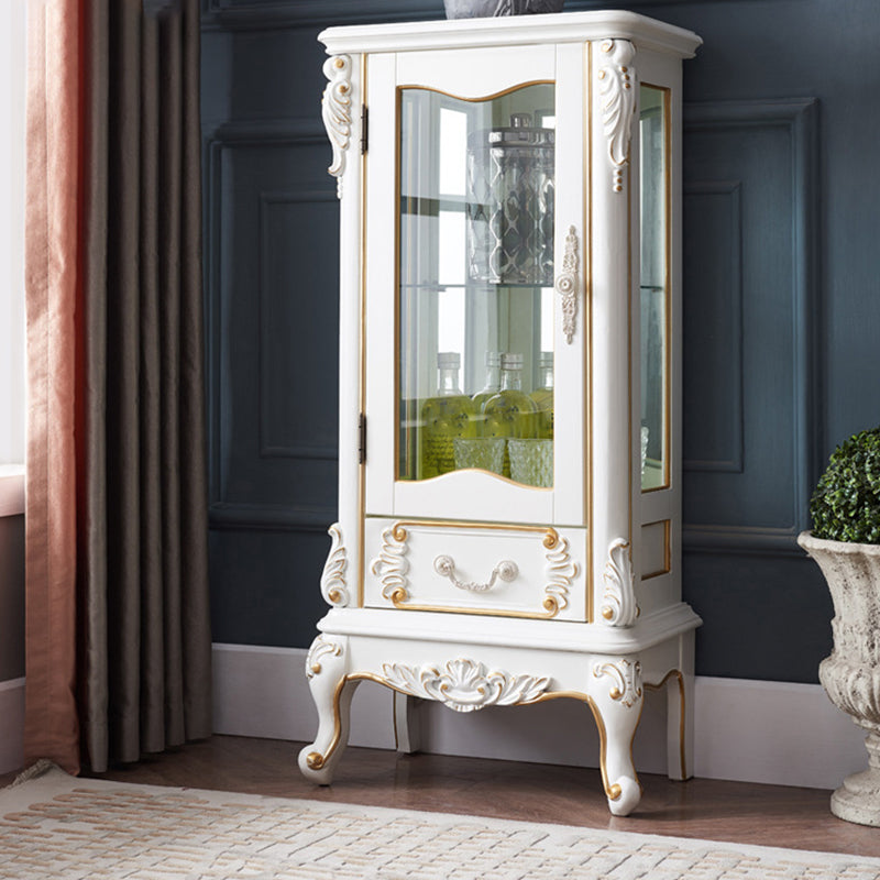 Traditional Glass Doors Curio Cabinet Birch Storage Cabinet for Home 20"L x 14"W x 44"H White Clearhalo 'Display & China Cabinets' 'display_china_cabinets' 'furn' 'furn_display_china_cabinets' 'Furniture' 'Kitchen & Dining Furniture' 7411386