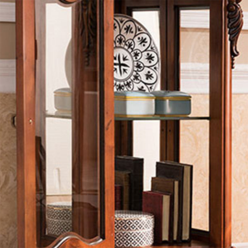 Traditional Glass Doors Curio Cabinet Birch Storage Cabinet for Home Clearhalo 'Display & China Cabinets' 'display_china_cabinets' 'furn' 'furn_display_china_cabinets' 'Furniture' 'Kitchen & Dining Furniture' 7411393