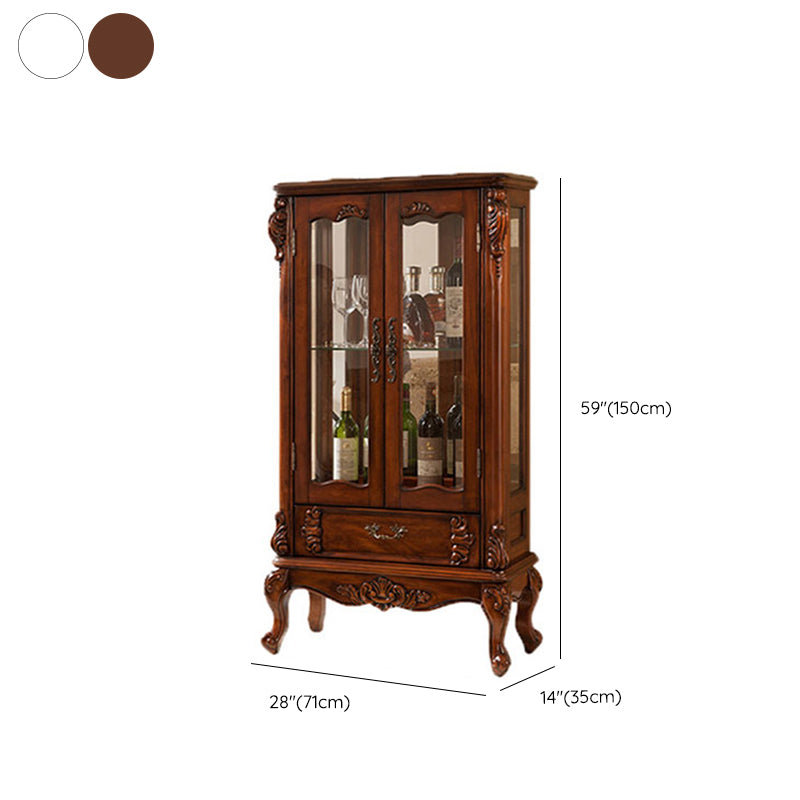 Traditional Glass Doors Curio Cabinet Birch Storage Cabinet for Home Clearhalo 'Display & China Cabinets' 'display_china_cabinets' 'furn' 'furn_display_china_cabinets' 'Furniture' 'Kitchen & Dining Furniture' 7411396
