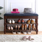Rubber Wood Seating Bench Rectangle 14" W Cushioned Shoe Storage Entryway Bench