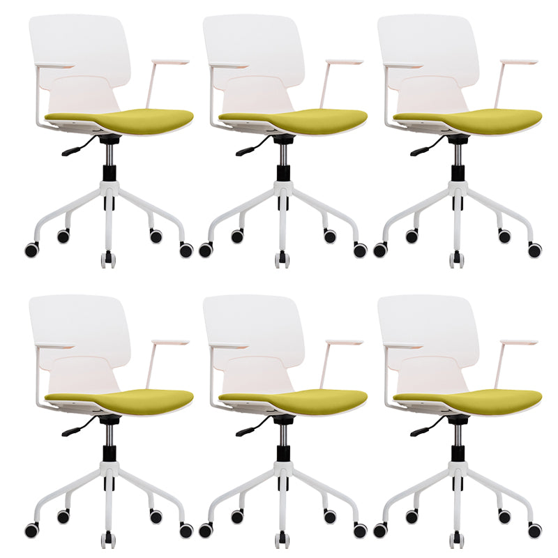 Silla de brazos fijos con tapiz de oficina modernos silla giratoria ergonómica