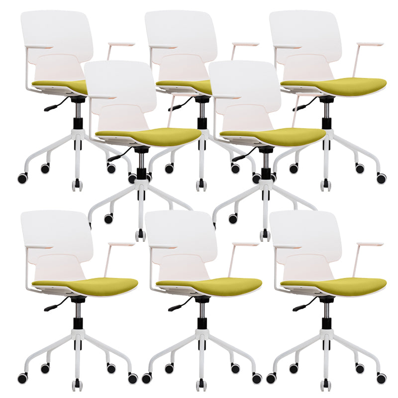 Silla de brazos fijos con tapiz de oficina modernos silla giratoria ergonómica