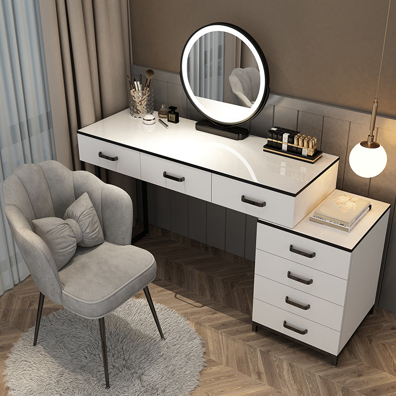 Modern Dressing Table Bedroom Stone Lighted Mirror Make-up Vanity Clearhalo 'Bedroom Furniture' 'furn' 'furn_makeup_vanities' 'Furniture' 'Makeup Vanities' 'makeup_vanities' 7412670