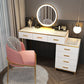 Modern Dressing Table Bedroom Stone Lighted Mirror Make-up Vanity Makeup Vanity & Mirror & Stools 47"L x 16"W x 30"H Orange Houndstooth Clearhalo 'Bedroom Furniture' 'furn' 'furn_makeup_vanities' 'Furniture' 'Makeup Vanities' 'makeup_vanities' 7412674