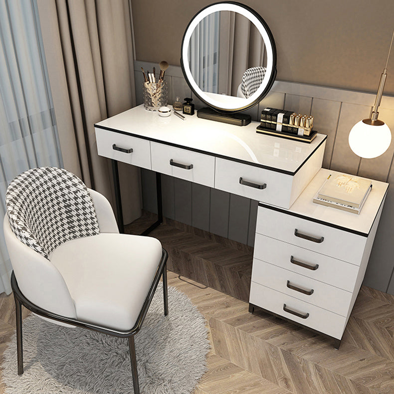 Modern Dressing Table Bedroom Stone Lighted Mirror Make-up Vanity Clearhalo 'Bedroom Furniture' 'furn' 'furn_makeup_vanities' 'Furniture' 'Makeup Vanities' 'makeup_vanities' 7412677