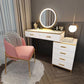 Modern Dressing Table Bedroom Stone Lighted Mirror Make-up Vanity Makeup Vanity & Mirror & Stools 31"L x 16"W x 30"H Orange Houndstooth Clearhalo 'Bedroom Furniture' 'furn' 'furn_makeup_vanities' 'Furniture' 'Makeup Vanities' 'makeup_vanities' 7412678