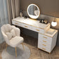 Modern Dressing Table Bedroom Stone Lighted Mirror Make-up Vanity Makeup Vanity & Mirror & Stools 39.4"L x 15.7"W x 29.5"H Beige Clearhalo 'Bedroom Furniture' 'furn' 'furn_makeup_vanities' 'Furniture' 'Makeup Vanities' 'makeup_vanities' 7412680