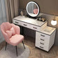 Modern Dressing Table Bedroom Stone Lighted Mirror Make-up Vanity Makeup Vanity & Mirror & Stools 47"L x 16"W x 30"H Gray Clearhalo 'Bedroom Furniture' 'furn' 'furn_makeup_vanities' 'Furniture' 'Makeup Vanities' 'makeup_vanities' 7412687