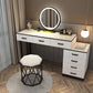 Modern Dressing Table Bedroom Stone Lighted Mirror Make-up Vanity Makeup Vanity & Mirror & Stools 47"L x 16"W x 30"H White Clearhalo 'Bedroom Furniture' 'furn' 'furn_makeup_vanities' 'Furniture' 'Makeup Vanities' 'makeup_vanities' 7412689