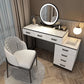 Modern Dressing Table Bedroom Stone Lighted Mirror Make-up Vanity Makeup Vanity & Mirror & Stools 47"L x 16"W x 30"H Houndstooth Clearhalo 'Bedroom Furniture' 'furn' 'furn_makeup_vanities' 'Furniture' 'Makeup Vanities' 'makeup_vanities' 7412690