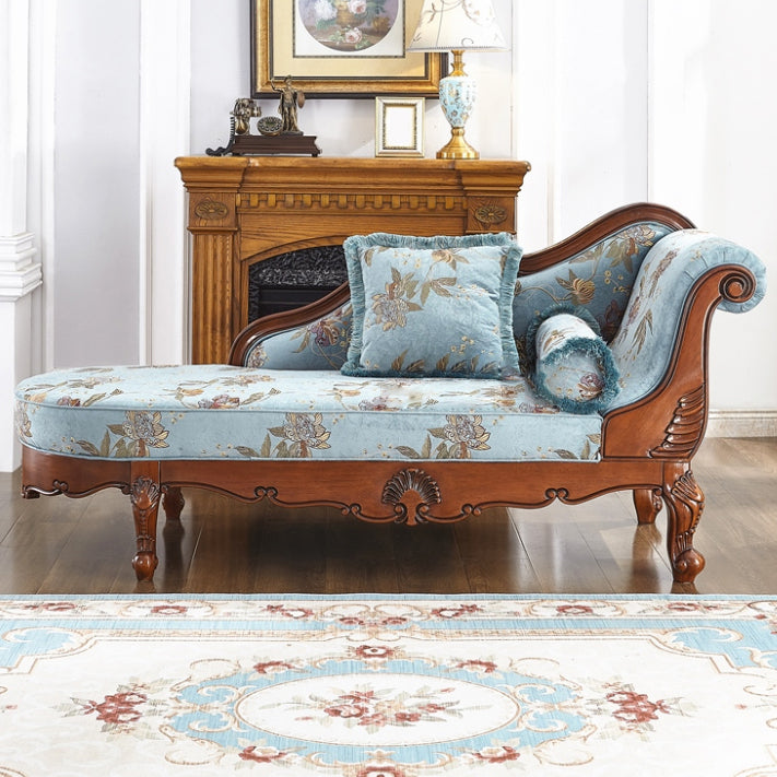 French Country Upholstered Chaise Lounge Couch Rolled Arms Chaise Lounge Chair Blue Right-Arm Chaise Clearhalo 'Chairs & Seating' 'Chaise Lounge' 'chaise_lounge' 'furn' 'furn_chaise_lounge' 'Furniture' 'Living Room Furniture' 7412867