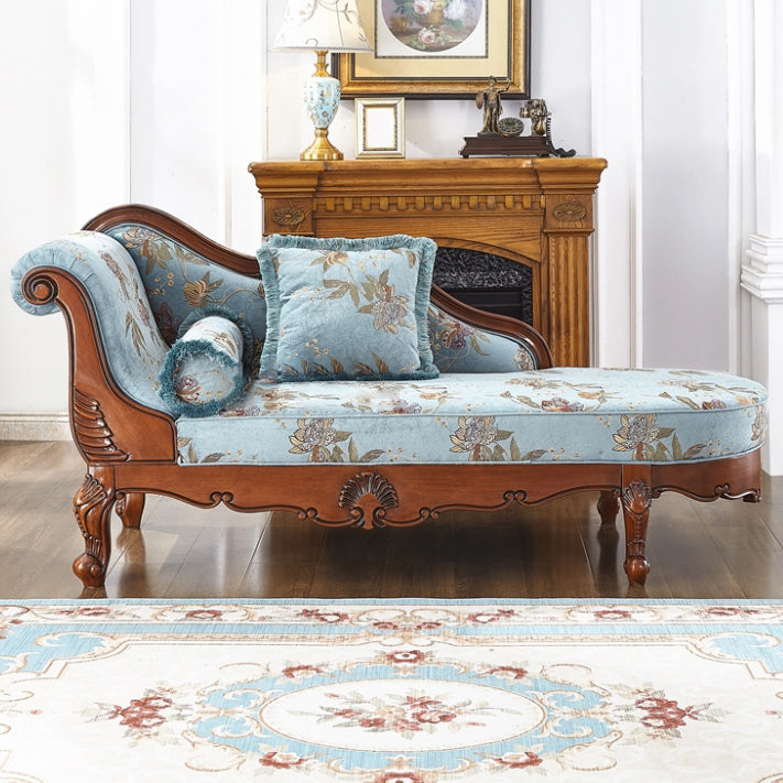 French Country Upholstered Chaise Lounge Couch Rolled Arms Chaise Lounge Chair Blue Left-Arm Chaise Clearhalo 'Chairs & Seating' 'Chaise Lounge' 'chaise_lounge' 'furn' 'furn_chaise_lounge' 'Furniture' 'Living Room Furniture' 7412875