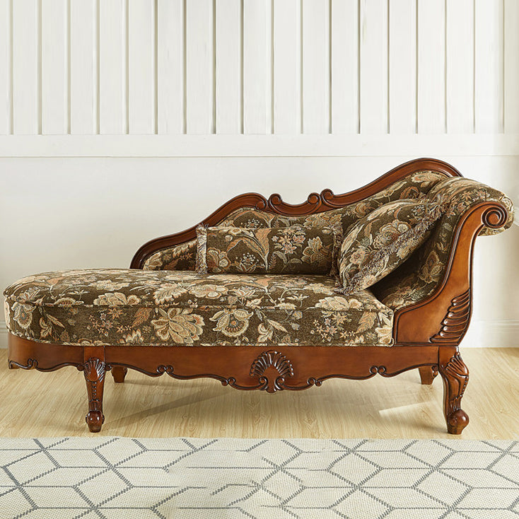 French Country Upholstered Chaise Lounge Couch Rolled Arms Chaise Lounge Chair Green Right-Arm Chaise Clearhalo 'Chairs & Seating' 'Chaise Lounge' 'chaise_lounge' 'furn' 'furn_chaise_lounge' 'Furniture' 'Living Room Furniture' 7412881