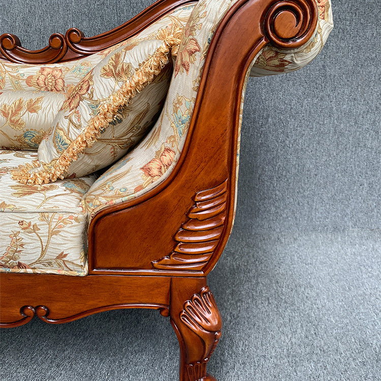 French Country Upholstered Chaise Lounge Couch Rolled Arms Chaise Lounge Chair Clearhalo 'Chairs & Seating' 'Chaise Lounge' 'chaise_lounge' 'furn' 'furn_chaise_lounge' 'Furniture' 'Living Room Furniture' 7412882