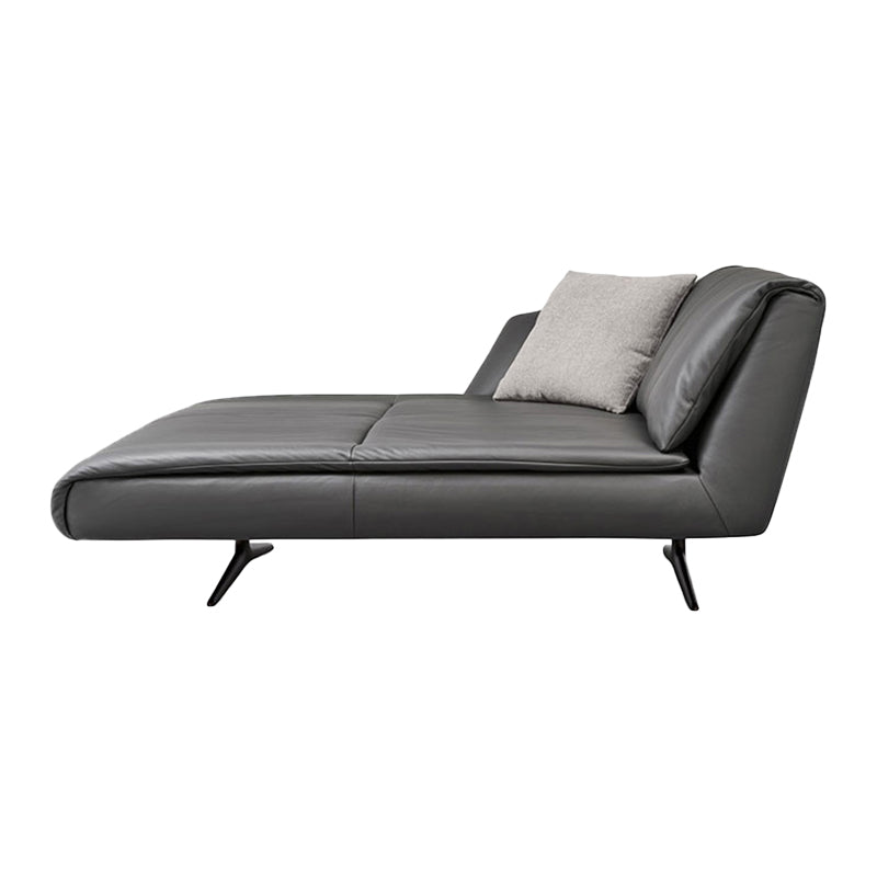 Modern Cushioned Chaise Lounge Leather Recessed Arms Chaise with Pillow Gray-Blue Right-Arm Chaise Clearhalo 'Chairs & Seating' 'Chaise Lounge' 'chaise_lounge' 'furn' 'furn_chaise_lounge' 'Furniture' 'Living Room Furniture' 7412957
