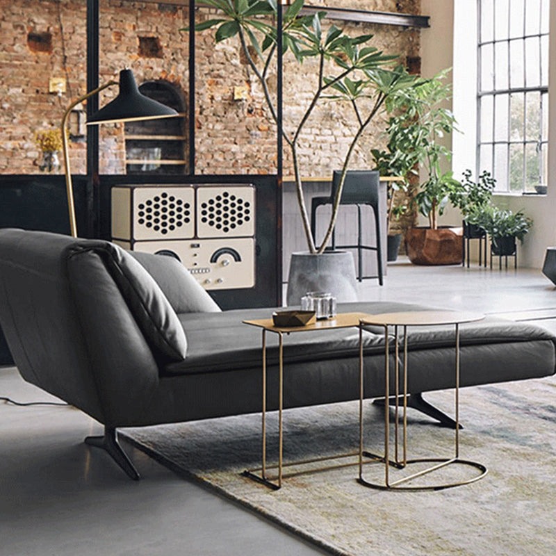 Modern Cushioned Chaise Lounge Leather Recessed Arms Chaise with Pillow Clearhalo 'Chairs & Seating' 'Chaise Lounge' 'chaise_lounge' 'furn' 'furn_chaise_lounge' 'Furniture' 'Living Room Furniture' 7412958