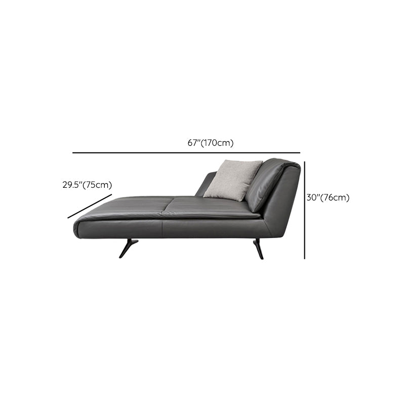 Modern Cushioned Chaise Lounge Leather Recessed Arms Chaise with Pillow Clearhalo 'Chairs & Seating' 'Chaise Lounge' 'chaise_lounge' 'furn' 'furn_chaise_lounge' 'Furniture' 'Living Room Furniture' 7412966