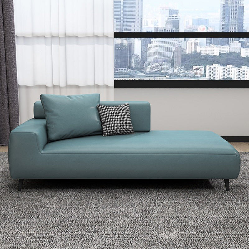 One Armed Faux Leather Accent Chair Modern Square Arms Chaise