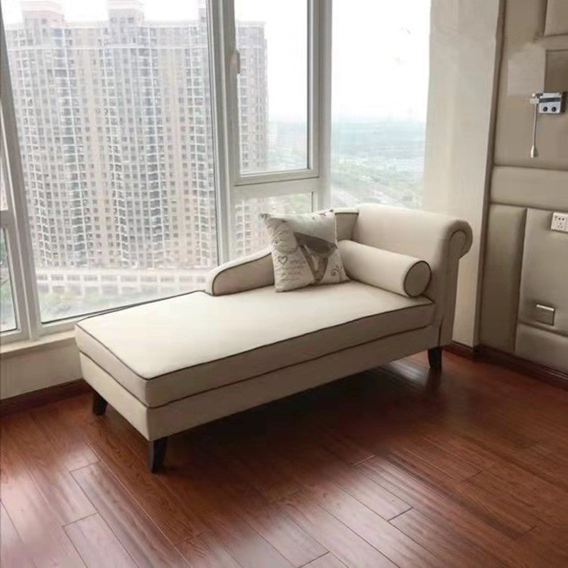 Living Room Rolled Arms Chaise Lounge Modern Chaise with Linen Upholster Off-White Right-Arm Chaise Clearhalo 'Chairs & Seating' 'Chaise Lounge' 'chaise_lounge' 'furn' 'furn_chaise_lounge' 'Furniture' 'Living Room Furniture' 7413179