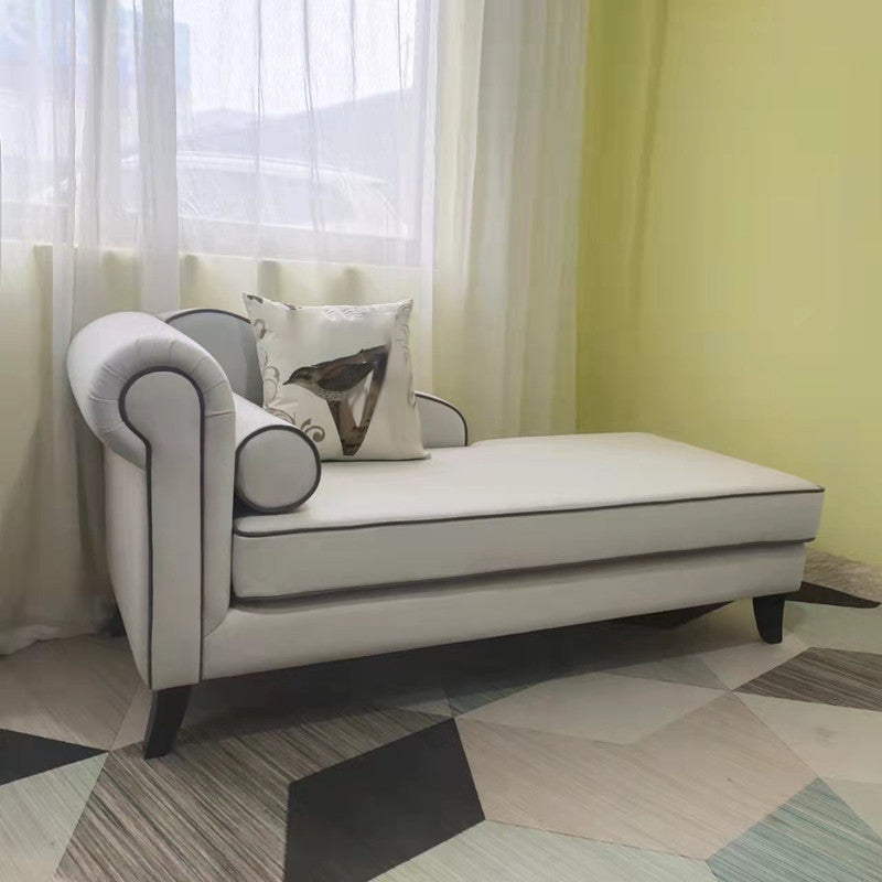 Living Room Rolled Arms Chaise Lounge Modern Chaise with Linen Upholster Light Grey Left-Arm Chaise Clearhalo 'Chairs & Seating' 'Chaise Lounge' 'chaise_lounge' 'furn' 'furn_chaise_lounge' 'Furniture' 'Living Room Furniture' 7413183