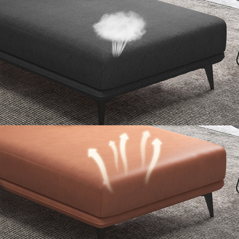 Modern Faux Leather Chaise, One Armed Recessed Arms Lounge Chair with Pillows Clearhalo 'Chairs & Seating' 'Chaise Lounge' 'chaise_lounge' 'furn' 'furn_chaise_lounge' 'Furniture' 'Living Room Furniture' 7413214