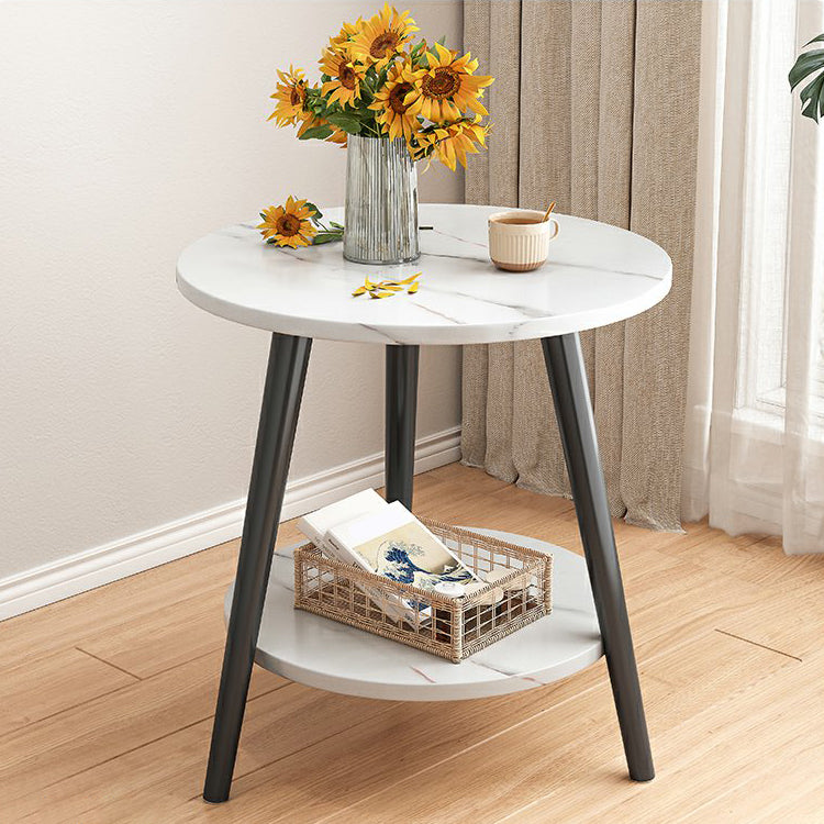 Stone 3 Legs Cocktail Table Modern Round Coffee Table with Shelf Clearhalo 'Coffee & Accent Tables' 'Coffee Tables' 'coffee_tables' 'furn' 'furn_coffee_tables' 'Furniture' 'Living Room Furniture' 7413283