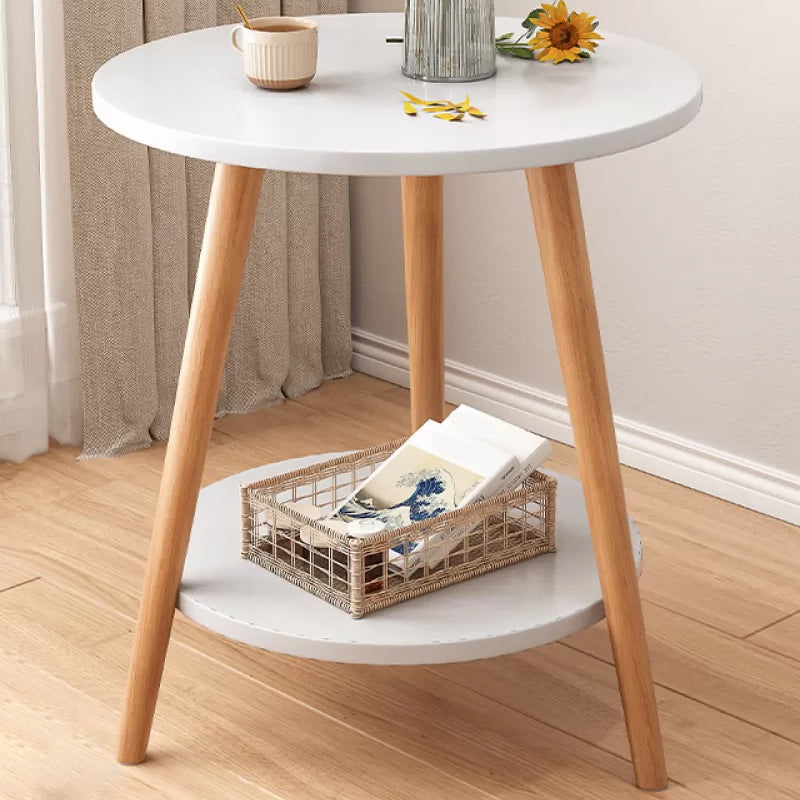 Stone 3 Legs Cocktail Table Modern Round Coffee Table with Shelf 23.6"L x 23.6"W x 28.3"H White Shelves Included Clearhalo 'Coffee & Accent Tables' 'Coffee Tables' 'coffee_tables' 'furn' 'furn_coffee_tables' 'Furniture' 'Living Room Furniture' 7413304