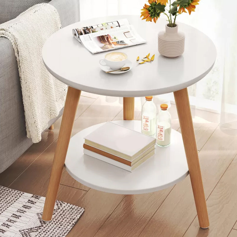 Stone 3 Legs Cocktail Table Modern Round Coffee Table with Shelf 19.7"L x 19.7"W x 19.7"H White Shelves Included Clearhalo 'Coffee & Accent Tables' 'Coffee Tables' 'coffee_tables' 'furn' 'furn_coffee_tables' 'Furniture' 'Living Room Furniture' 7413307