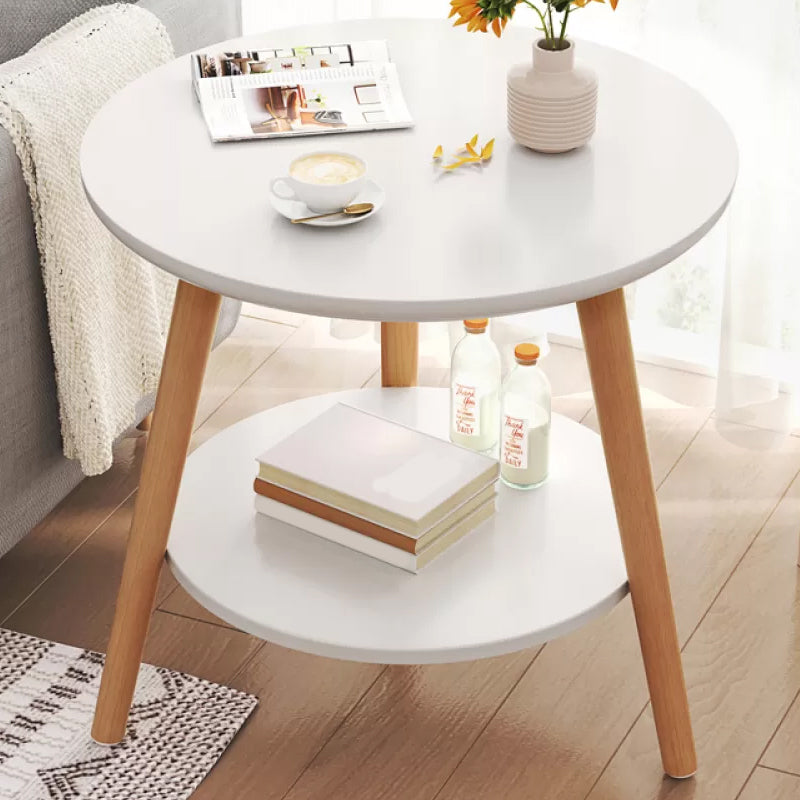 Stone 3 Legs Cocktail Table Modern Round Coffee Table with Shelf 23.6"L x 23.6"W x 20"H White Shelves Included Clearhalo 'Coffee & Accent Tables' 'Coffee Tables' 'coffee_tables' 'furn' 'furn_coffee_tables' 'Furniture' 'Living Room Furniture' 7413308