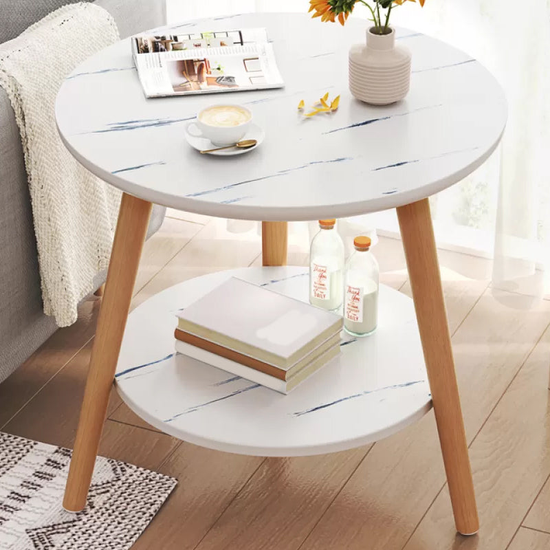 Stone 3 Legs Cocktail Table Modern Round Coffee Table with Shelf 23.6"L x 23.6"W x 20"H Marble Shelves Included Clearhalo 'Coffee & Accent Tables' 'Coffee Tables' 'coffee_tables' 'furn' 'furn_coffee_tables' 'Furniture' 'Living Room Furniture' 7413309