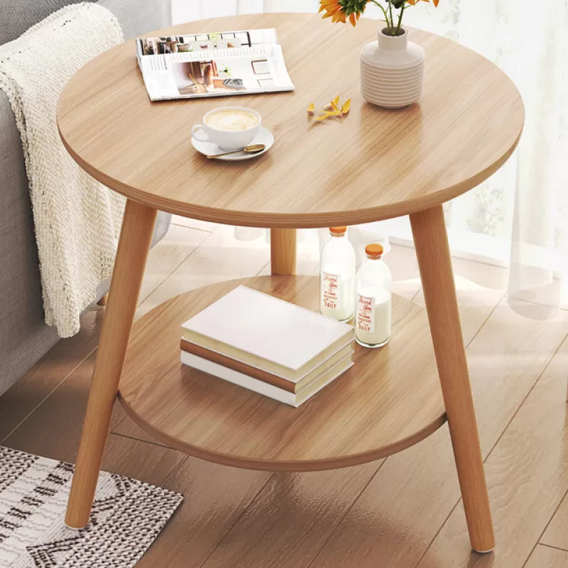 Stone 3 Legs Cocktail Table Modern Round Coffee Table with Shelf 23.6"L x 23.6"W x 20"H Natural Shelves Included Clearhalo 'Coffee & Accent Tables' 'Coffee Tables' 'coffee_tables' 'furn' 'furn_coffee_tables' 'Furniture' 'Living Room Furniture' 7413310