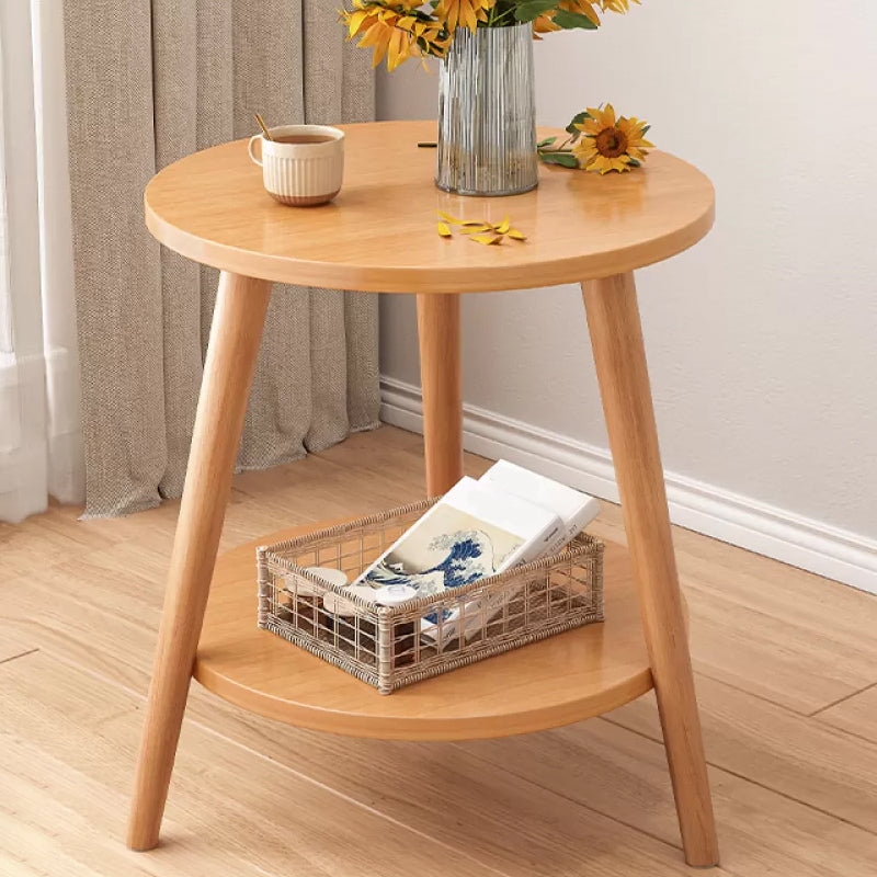 Stone 3 Legs Cocktail Table Modern Round Coffee Table with Shelf 16"L x 16"W x 20.5"H Natural Shelves Included Clearhalo 'Coffee & Accent Tables' 'Coffee Tables' 'coffee_tables' 'furn' 'furn_coffee_tables' 'Furniture' 'Living Room Furniture' 7413314