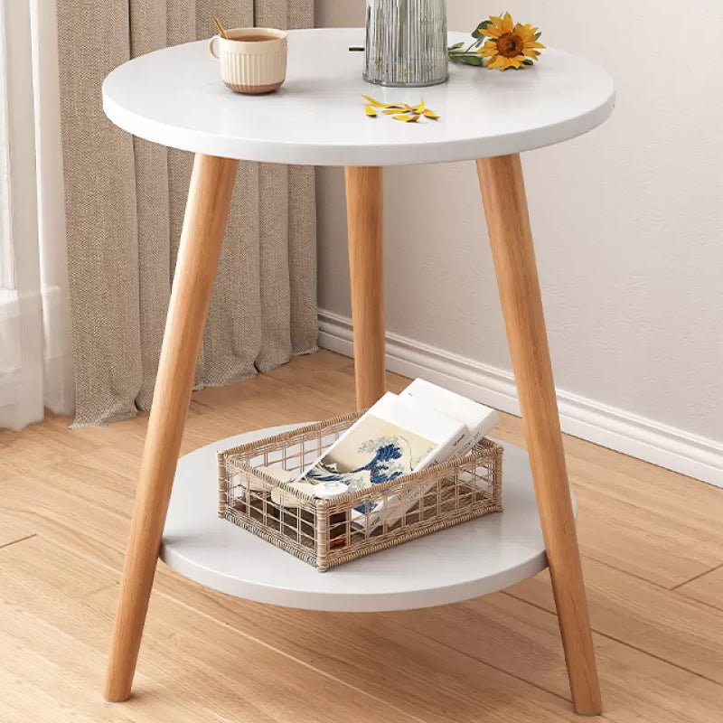 Stone 3 Legs Cocktail Table Modern Round Coffee Table with Shelf 18.9"L x 18.9"W x 28.3"H White Shelves Included Clearhalo 'Coffee & Accent Tables' 'Coffee Tables' 'coffee_tables' 'furn' 'furn_coffee_tables' 'Furniture' 'Living Room Furniture' 7413317