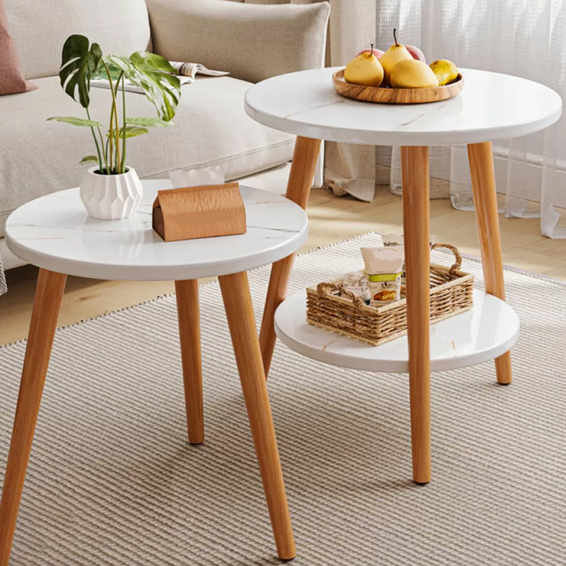 Stone 3 Legs Cocktail Table Modern Round Coffee Table with Shelf 19"L x 19"W x 28"H + 16"L x 16"W x 20"H Marble Shelves Included Clearhalo 'Coffee & Accent Tables' 'Coffee Tables' 'coffee_tables' 'furn' 'furn_coffee_tables' 'Furniture' 'Living Room Furniture' 7413321