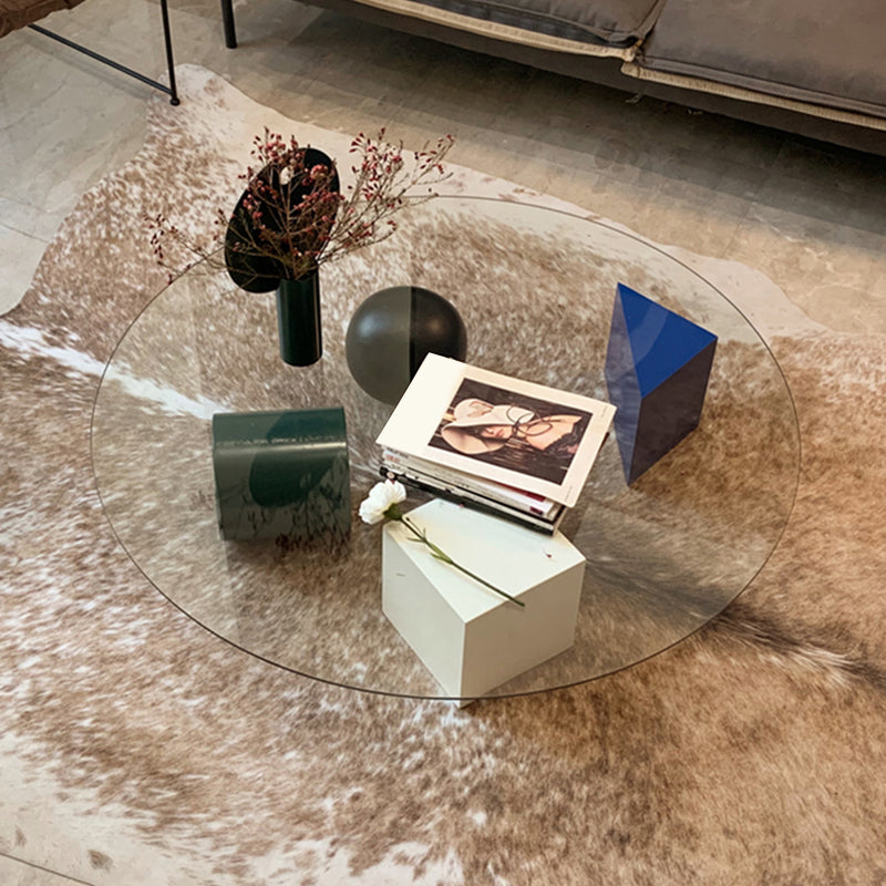 8.6"H Contemporary Coffee Table Glass Top Coffee Cocktail Table Clearhalo 'Coffee & Accent Tables' 'Coffee Tables' 'coffee_tables' 'furn' 'furn_coffee_tables' 'Furniture' 'Living Room Furniture' 7413370