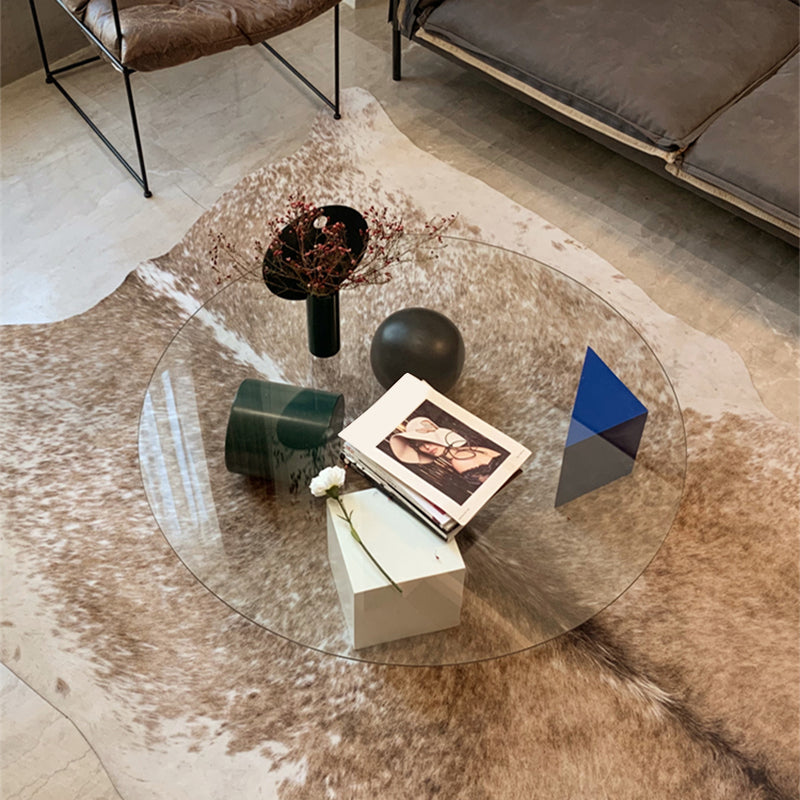 8.6"H Contemporary Coffee Table Glass Top Coffee Cocktail Table Clearhalo 'Coffee & Accent Tables' 'Coffee Tables' 'coffee_tables' 'furn' 'furn_coffee_tables' 'Furniture' 'Living Room Furniture' 7413371