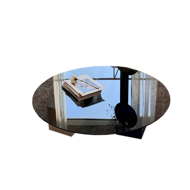 8.6"H Contemporary Coffee Table Glass Top Coffee Cocktail Table Clearhalo 'Coffee & Accent Tables' 'Coffee Tables' 'coffee_tables' 'furn' 'furn_coffee_tables' 'Furniture' 'Living Room Furniture' 7413373