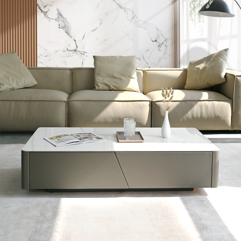 Minimalism Slate Rectangular Coffee Table White Coffee Table Set with Drawer Clearhalo 'Coffee & Accent Tables' 'Coffee Tables' 'coffee_tables' 'furn' 'furn_coffee_tables' 'Furniture' 'Living Room Furniture' 7413600