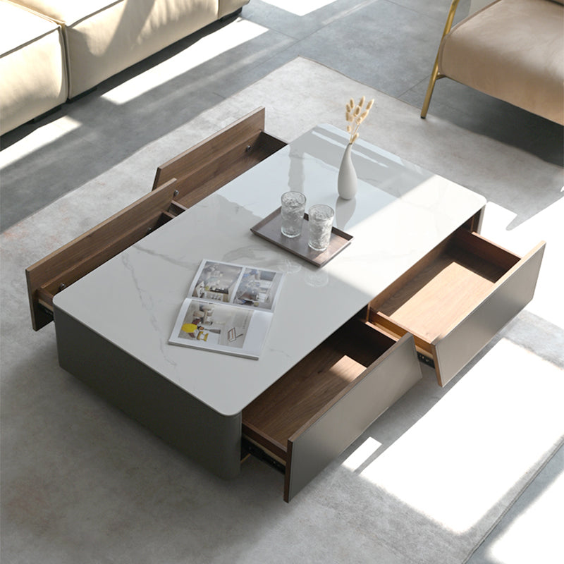 Minimalism Slate Rectangular Coffee Table White Coffee Table Set with Drawer Clearhalo 'Coffee & Accent Tables' 'Coffee Tables' 'coffee_tables' 'furn' 'furn_coffee_tables' 'Furniture' 'Living Room Furniture' 7413602
