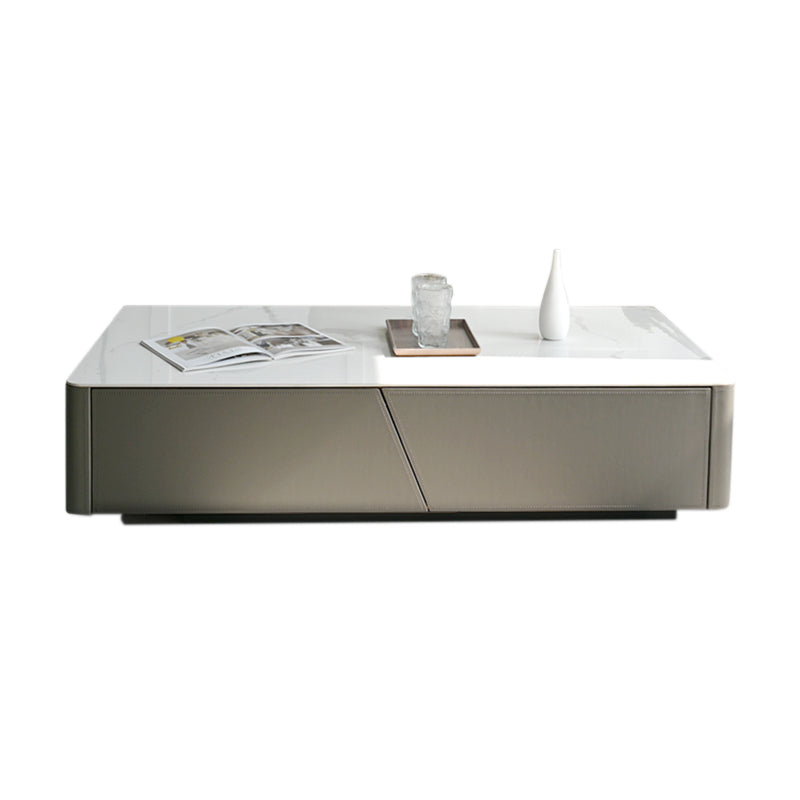 Minimalism Slate Rectangular Coffee Table White Coffee Table Set with Drawer Clearhalo 'Coffee & Accent Tables' 'Coffee Tables' 'coffee_tables' 'furn' 'furn_coffee_tables' 'Furniture' 'Living Room Furniture' 7413603