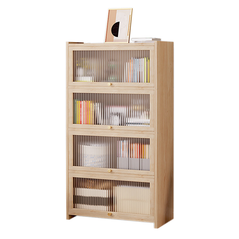Contemporary Solid Wood Accent Cabinet Rectangle Storage Cabinet with Glass Top 27"L x 12"W x 51"H Clearhalo 'Cabinets & Chests' 'cabinets_chests' 'furn' 'furn_cabinets_chests' 'Furniture' 'Living Room Furniture' 7413657