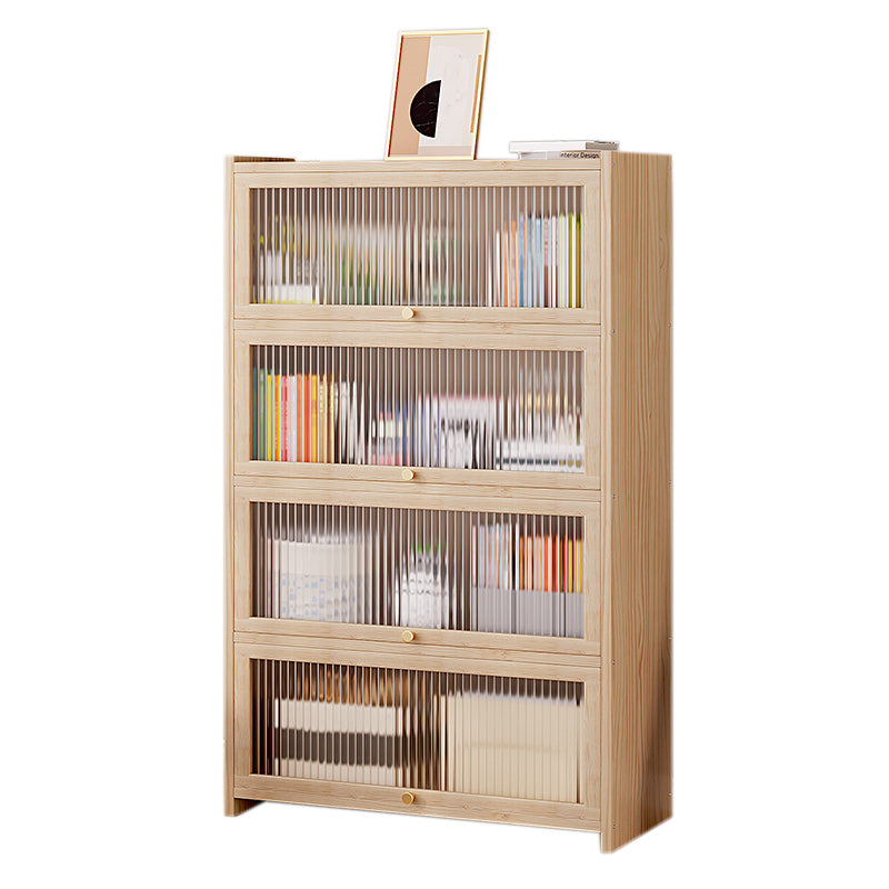 Contemporary Solid Wood Accent Cabinet Rectangle Storage Cabinet with Glass Top 31"L x 12"W x 51"H Clearhalo 'Cabinets & Chests' 'cabinets_chests' 'furn' 'furn_cabinets_chests' 'Furniture' 'Living Room Furniture' 7413660