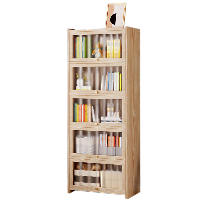 Contemporary Solid Wood Accent Cabinet Rectangle Storage Cabinet with Glass Top 23"L x 12"W x 63"H Clearhalo 'Cabinets & Chests' 'cabinets_chests' 'furn' 'furn_cabinets_chests' 'Furniture' 'Living Room Furniture' 7413662