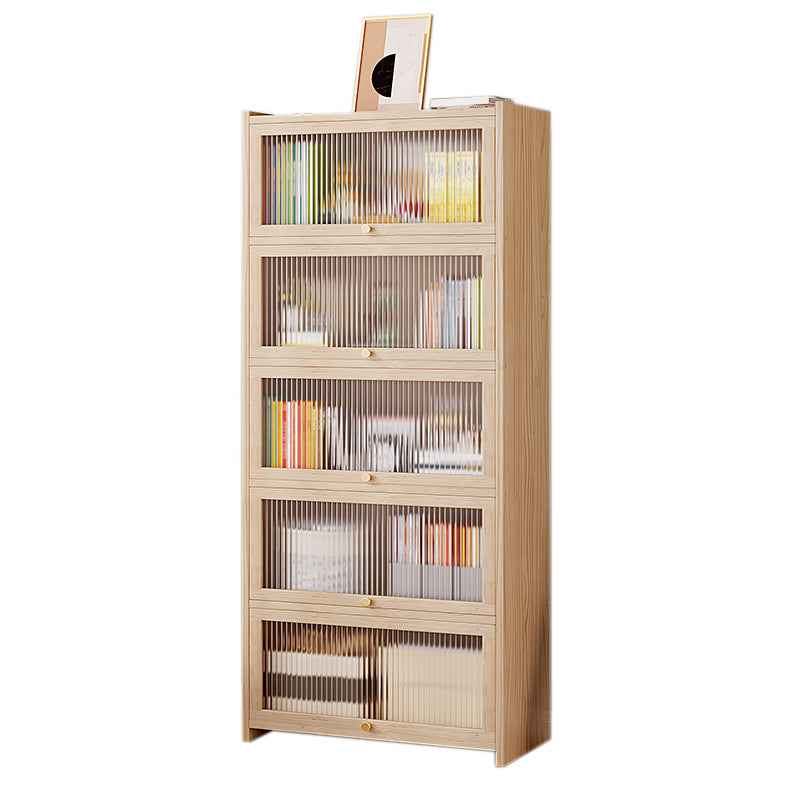 Contemporary Solid Wood Accent Cabinet Rectangle Storage Cabinet with Glass Top