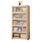 Contemporary Solid Wood Accent Cabinet Rectangle Storage Cabinet with Glass Top