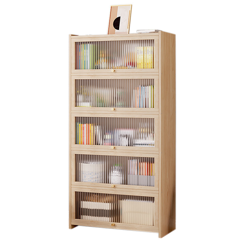 Gabinete de almacenamiento de rectángulo de acento de madera maciza contemporánea con tapa de vidrio